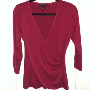White House Black Market Tops - ⭐️ WHBM cranberry red long sleeve v-neck top White House Black Market Tops - ⭐️ WHBM cranberry red long sleeve v-neck top